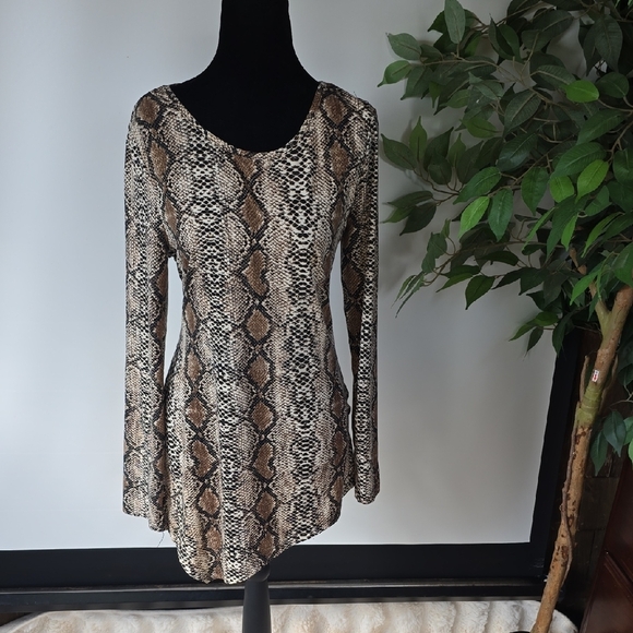 Cinny Brown and Cream Snake Print Tunic - Picture 1 of 7